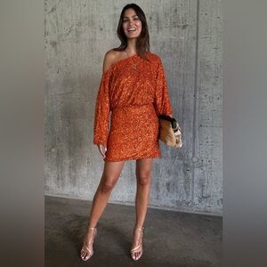 NWT Never Fully Dressed Orange Sequin Tilly Dress Sz 6